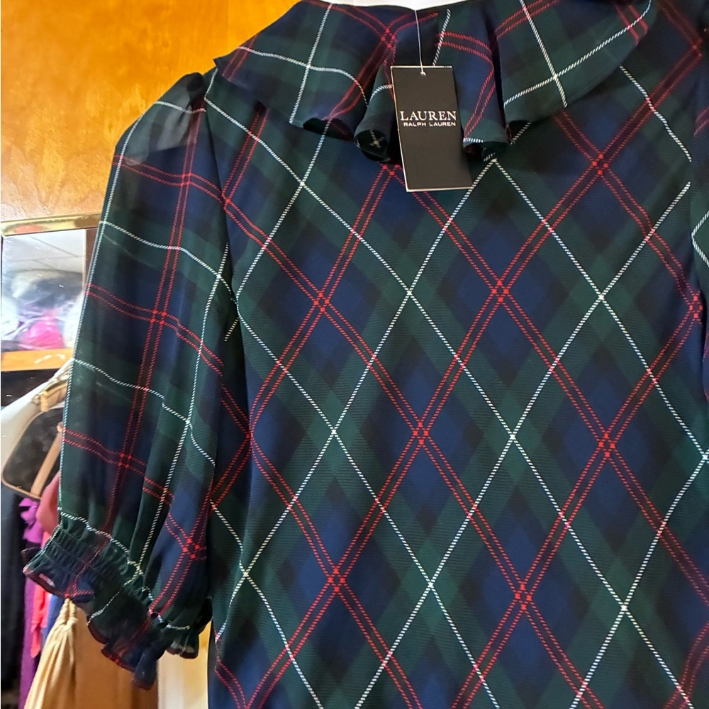 Ralph Lauren Navy and Red Plaid Dress Shirt